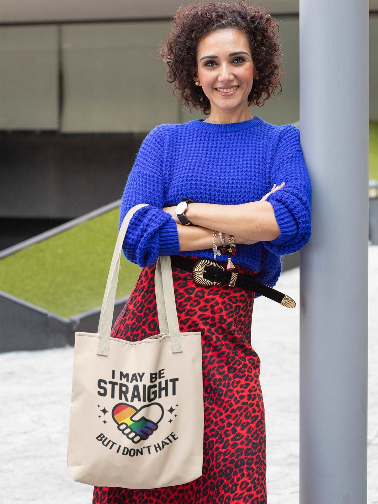 Sacosa textila bumbac organic vegan pride hay creations I MAY BE STRAIGHT BUT I DON'T HATE