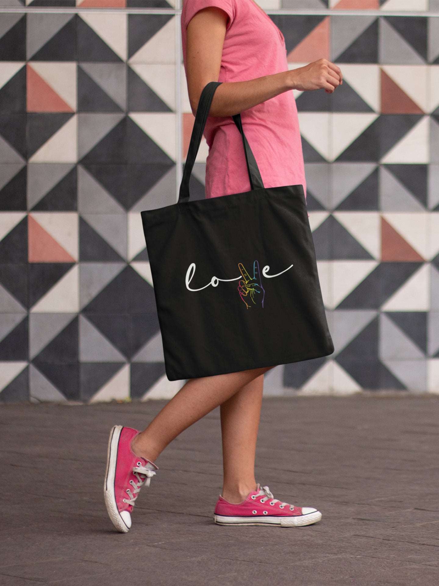 Sacosa textila bumbac organic vegan pride hay creations LOVE