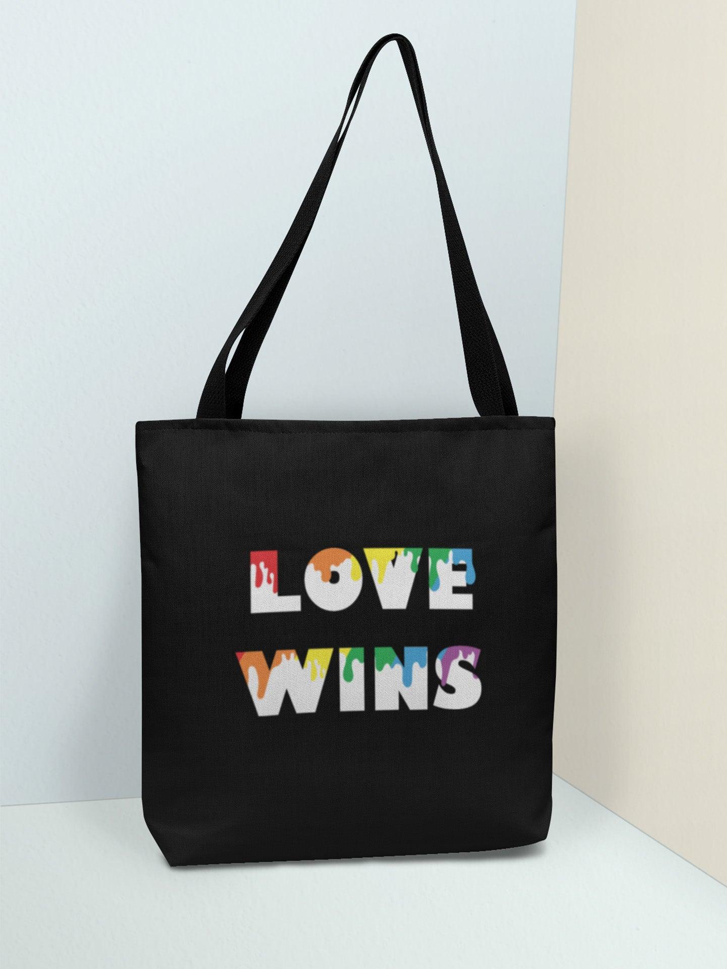 Sacosa textila bumbac organic vegan pride hay creations LOVE WINS