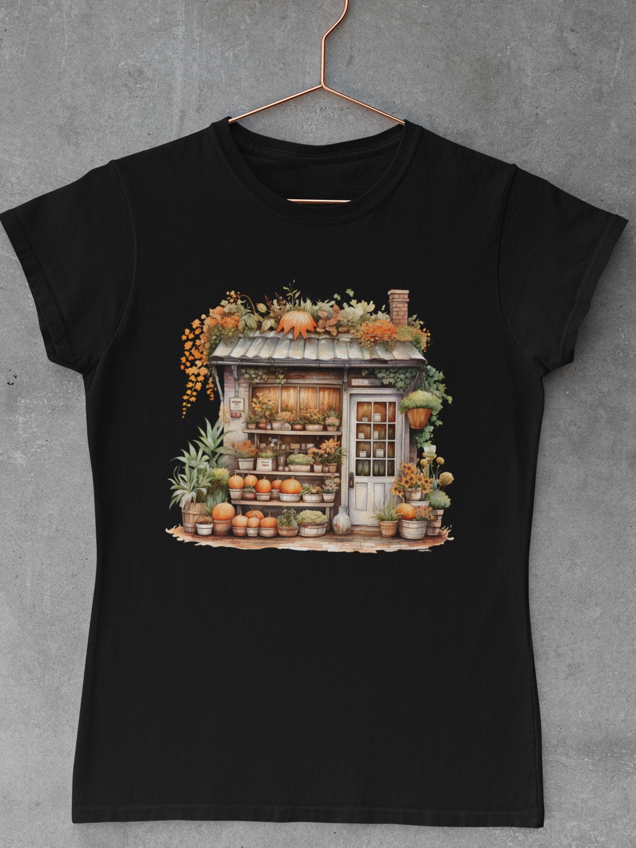 Tricou-bumbac-premium-organic-vegan-toamna-autumn-femei-hay-creations-Whispers-of-Autumn-negru
