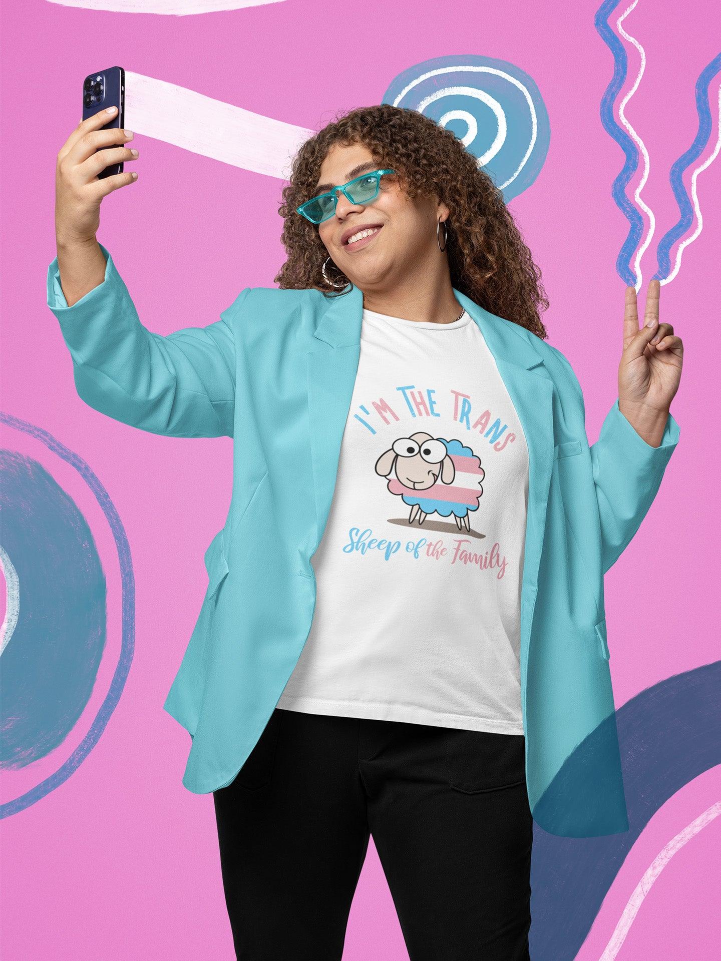 Tricou bumbac premium LGBT - TRANS SHEEP OF THE FAMILY - HAY Creations