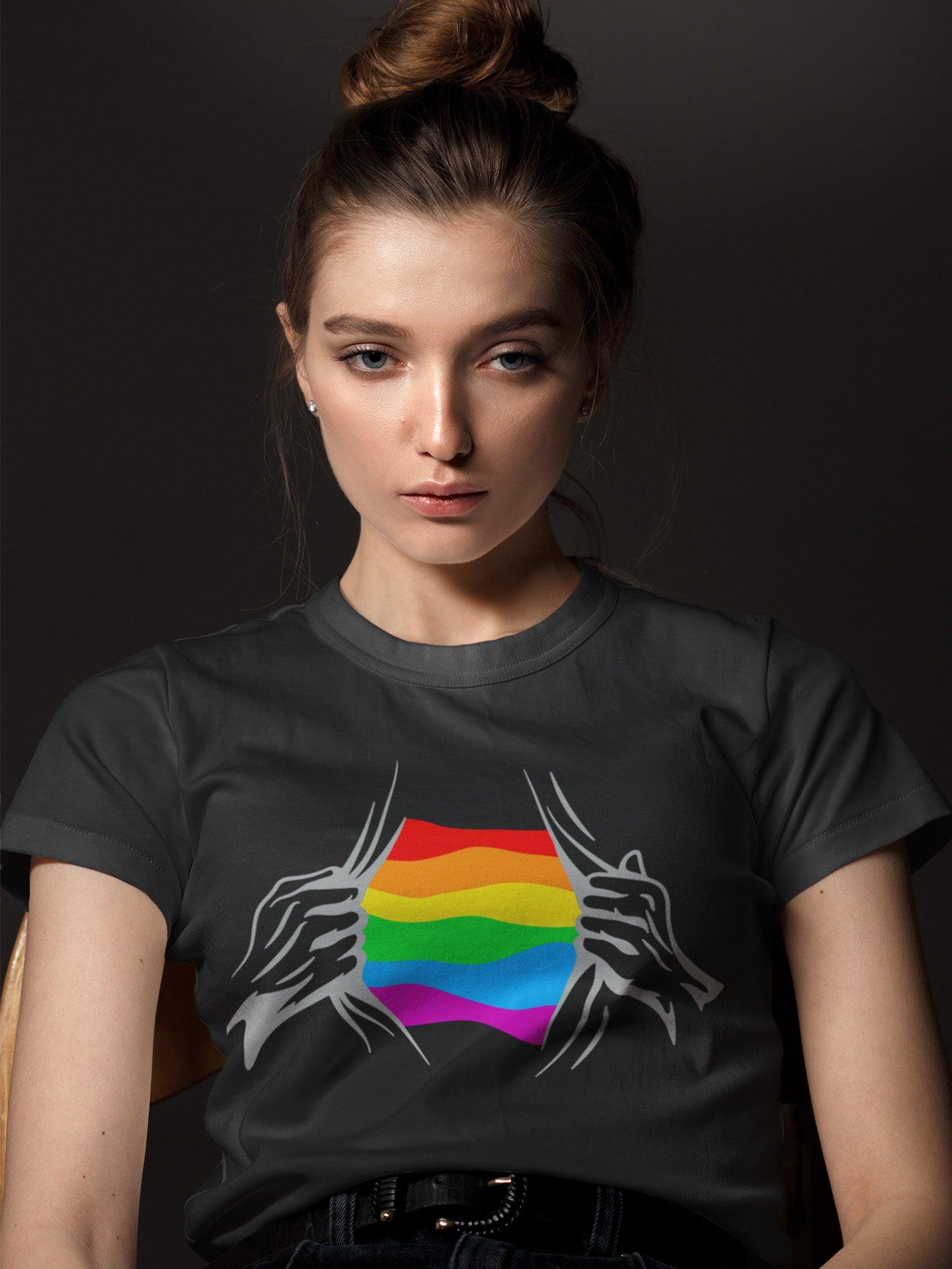 Tricou lgbt femei negru hay creations colectia love is love-pride-bumbac organic premium vegan super gay