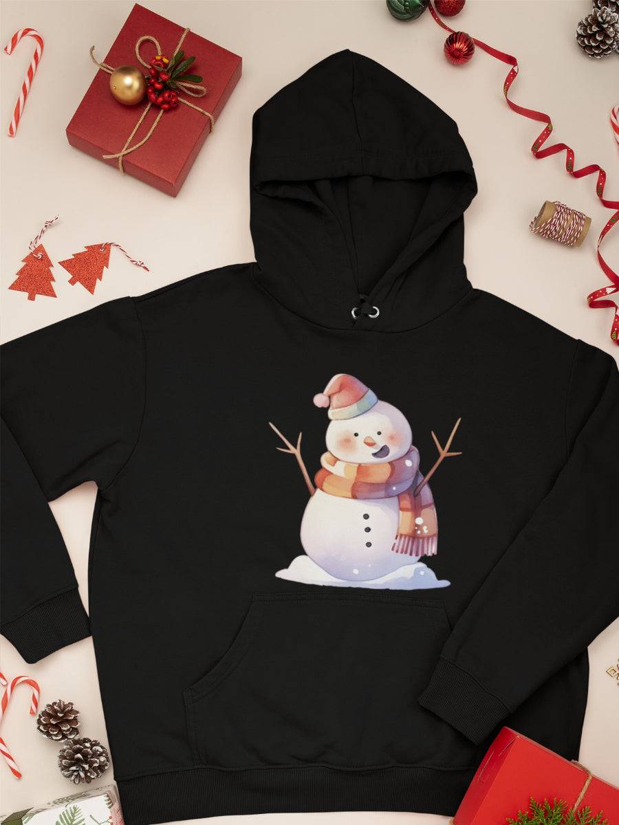 hanorac_bumbac_organic_premium_vegan_cadou_Craciun_Secret_Santa_frosty-the-snowman-negru