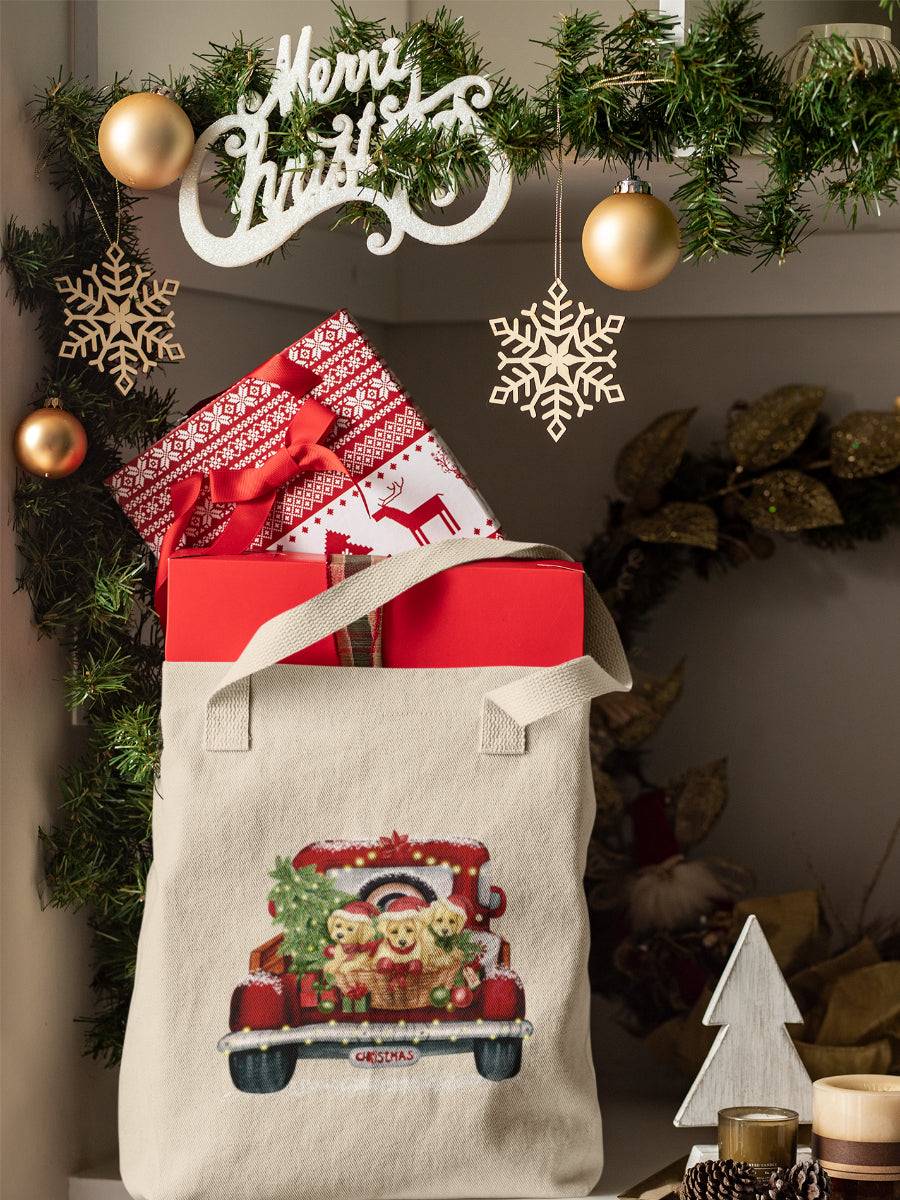 sacosa_textila_bumbac_organic_premium_vegan_cadou_Craciun_Secret_Santa_Christmas_puppy_Delivery_bej