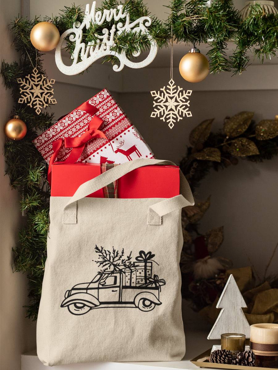 sacosa_textila_neagra_bumbac_organic_premium_vegan_cadou_Craciun_Secret_Santa_Christmas-truck-neagra