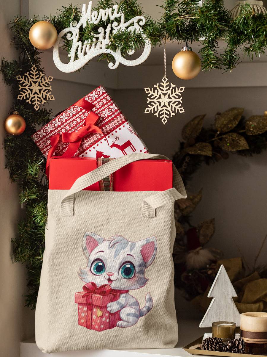sacosa_textila_bumbac_organic_premium_vegan_cadou_Craciun_Secret_Santa_cat-present
