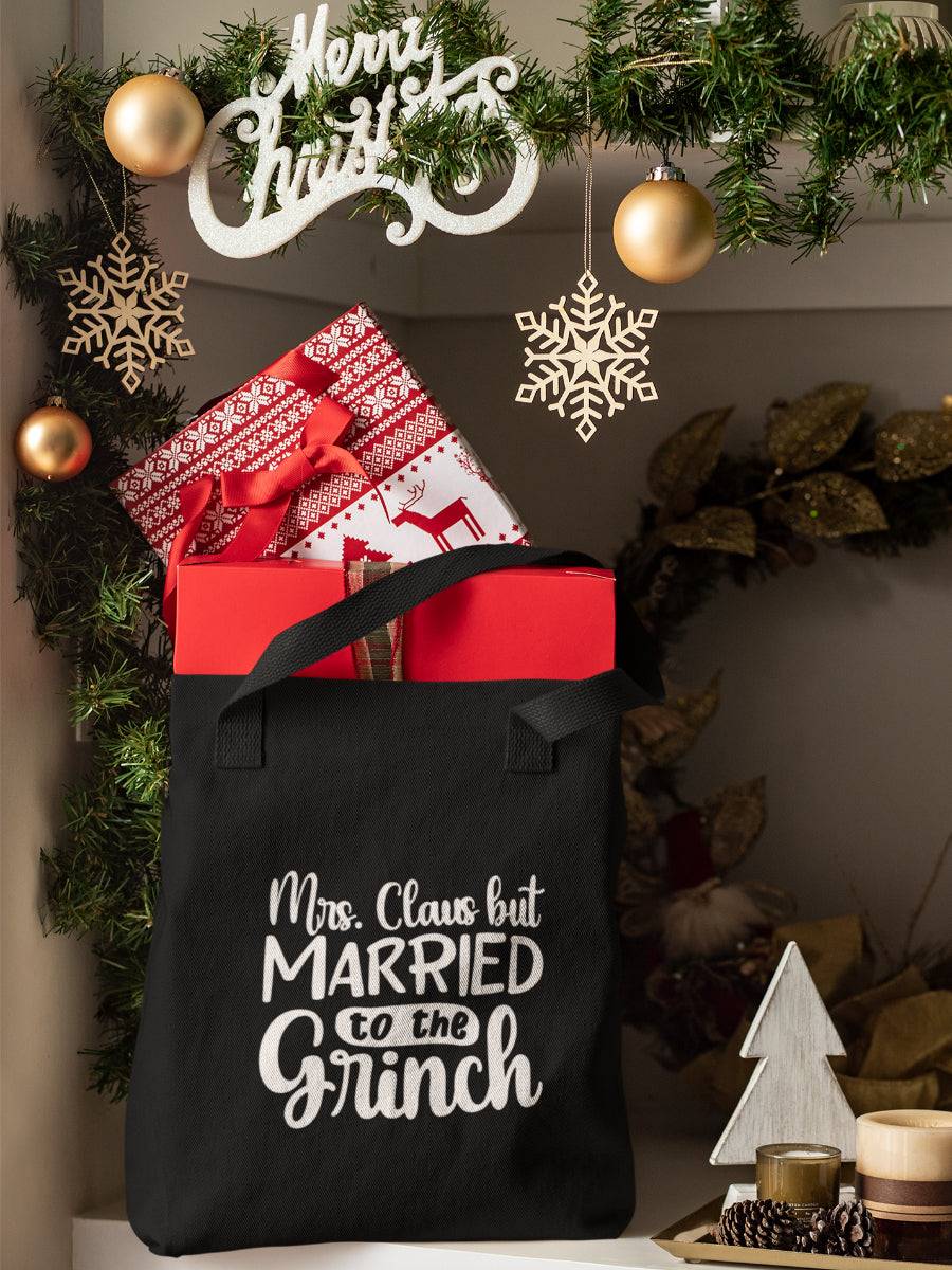 Sacoșă textilă Crăciun MRS CLAUS BUT MARRIED TO THE GRINCH