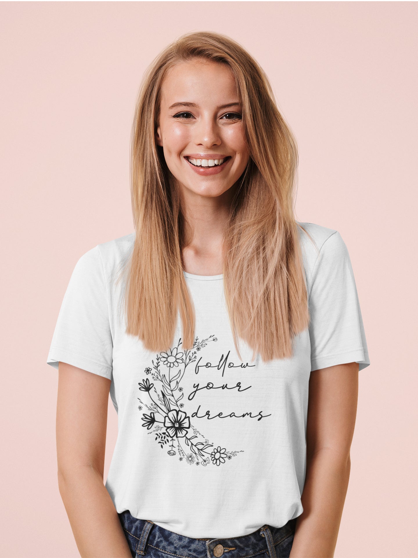 Tricou bumbac organic premium vegan hay creations follow your dreams