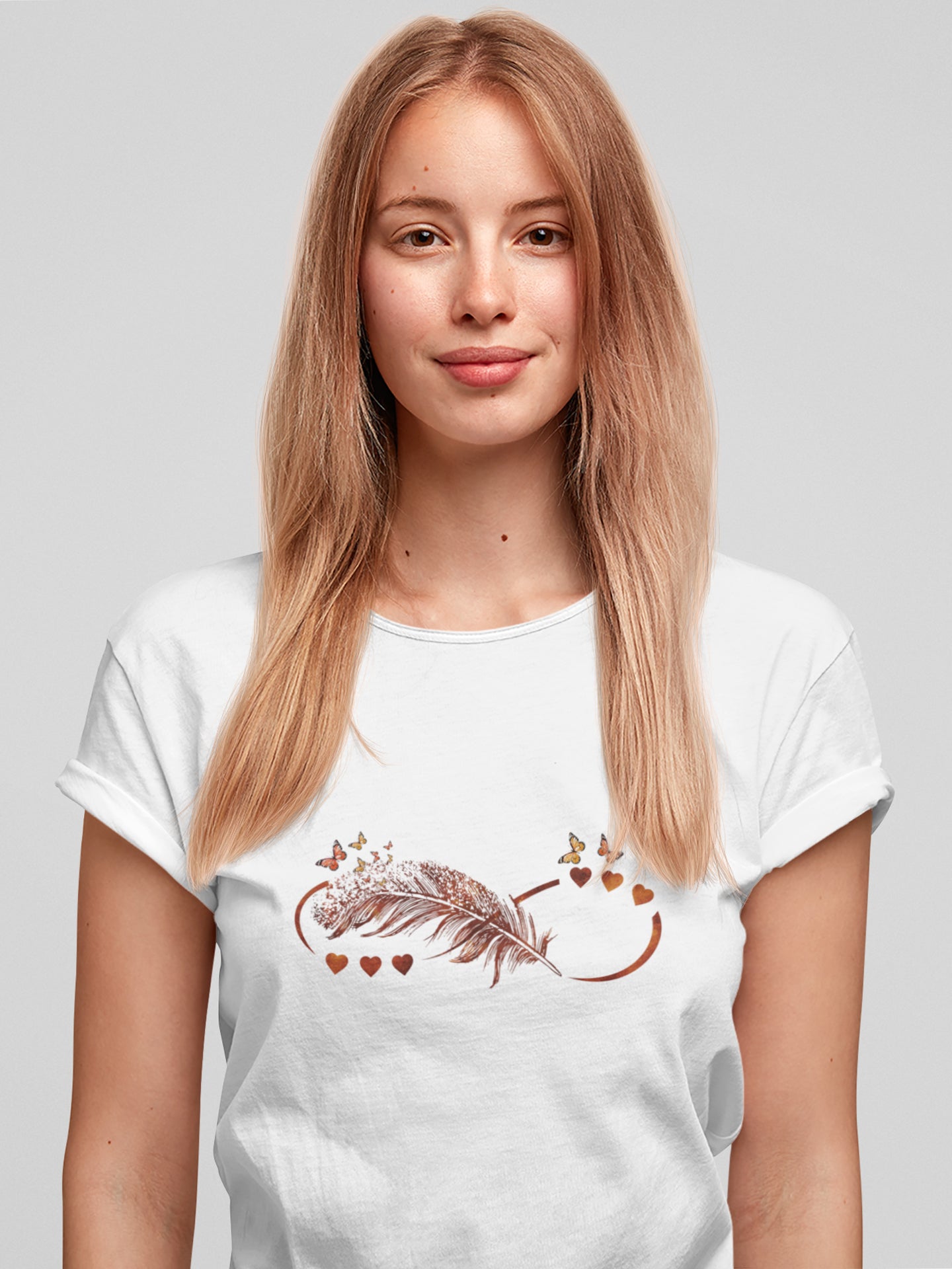 Tricou bumbac organic premium vegan hay creations infinity feather