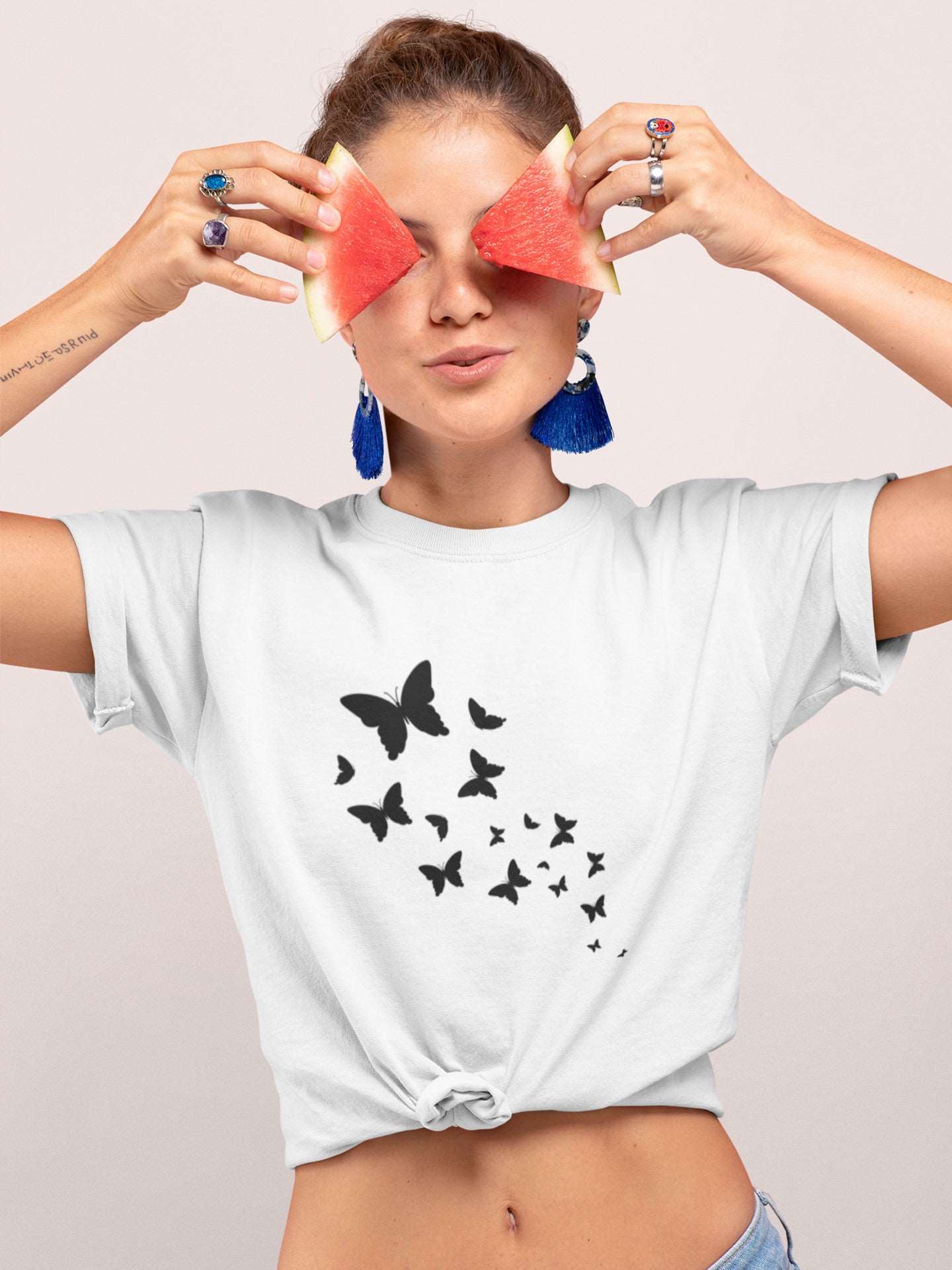tricou bumbac organic premium vegan fluturi butterflies