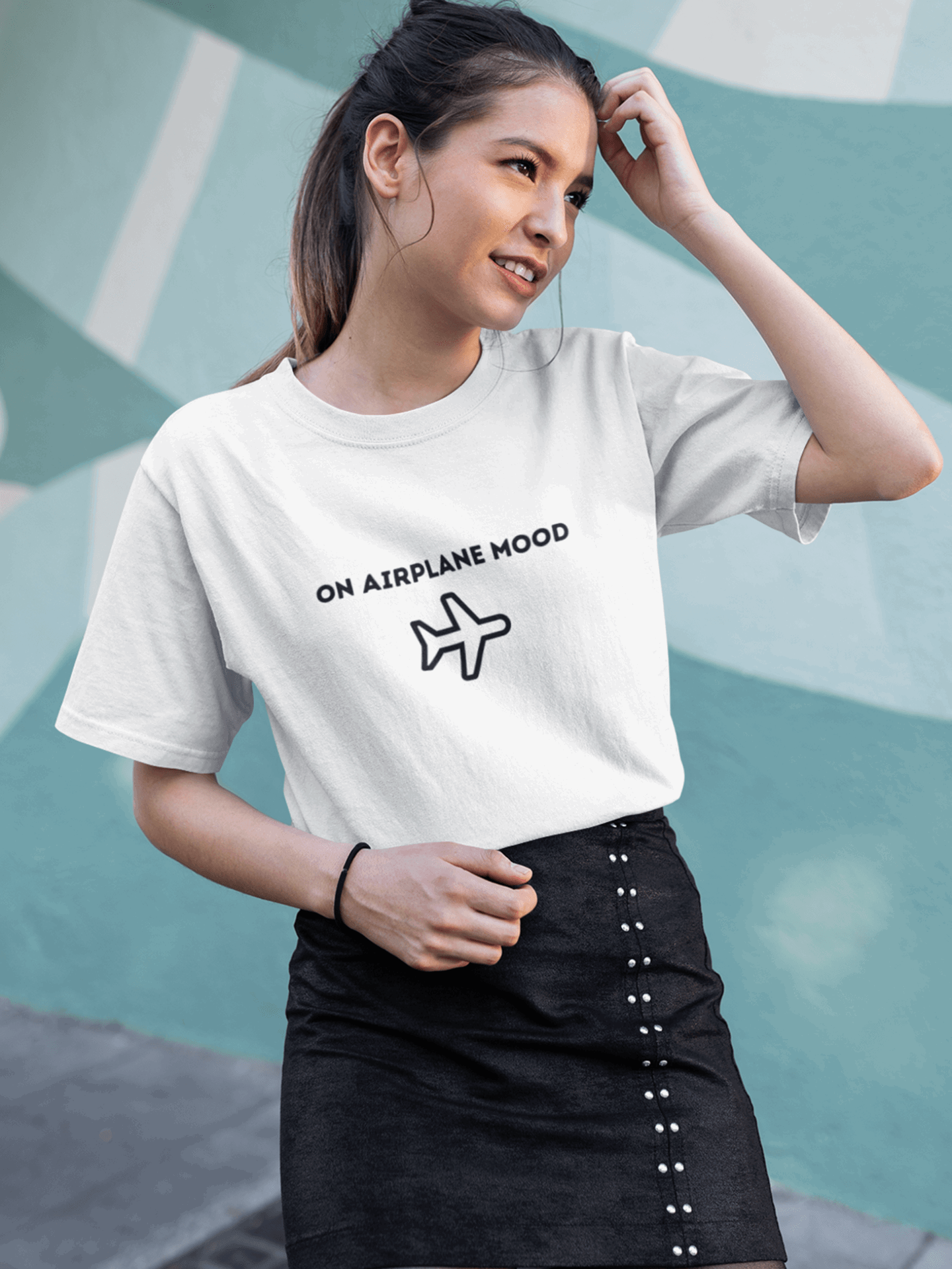 Tricou femei bumbac premium ON AIRPLANE MOOD