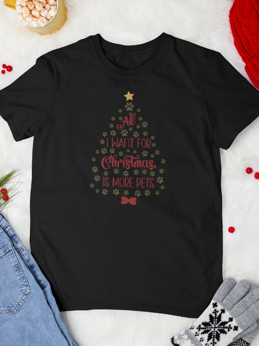 tricou_bumbac_organic_premium_vegan_cadou_Craciun_Secret_Santa_all_i_want_for_christmas_is_more_pets_barbati_unisex_negru