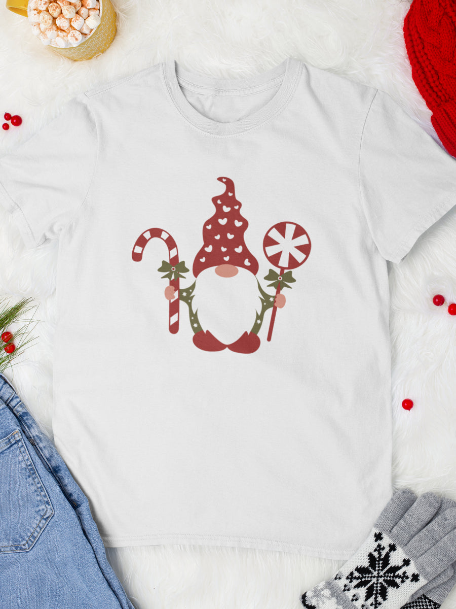 tricou_bumbac_organic_premium_vegan_cadou_Craciun_Secret_Santa_barbati_unisex_alb_christmas_gnome