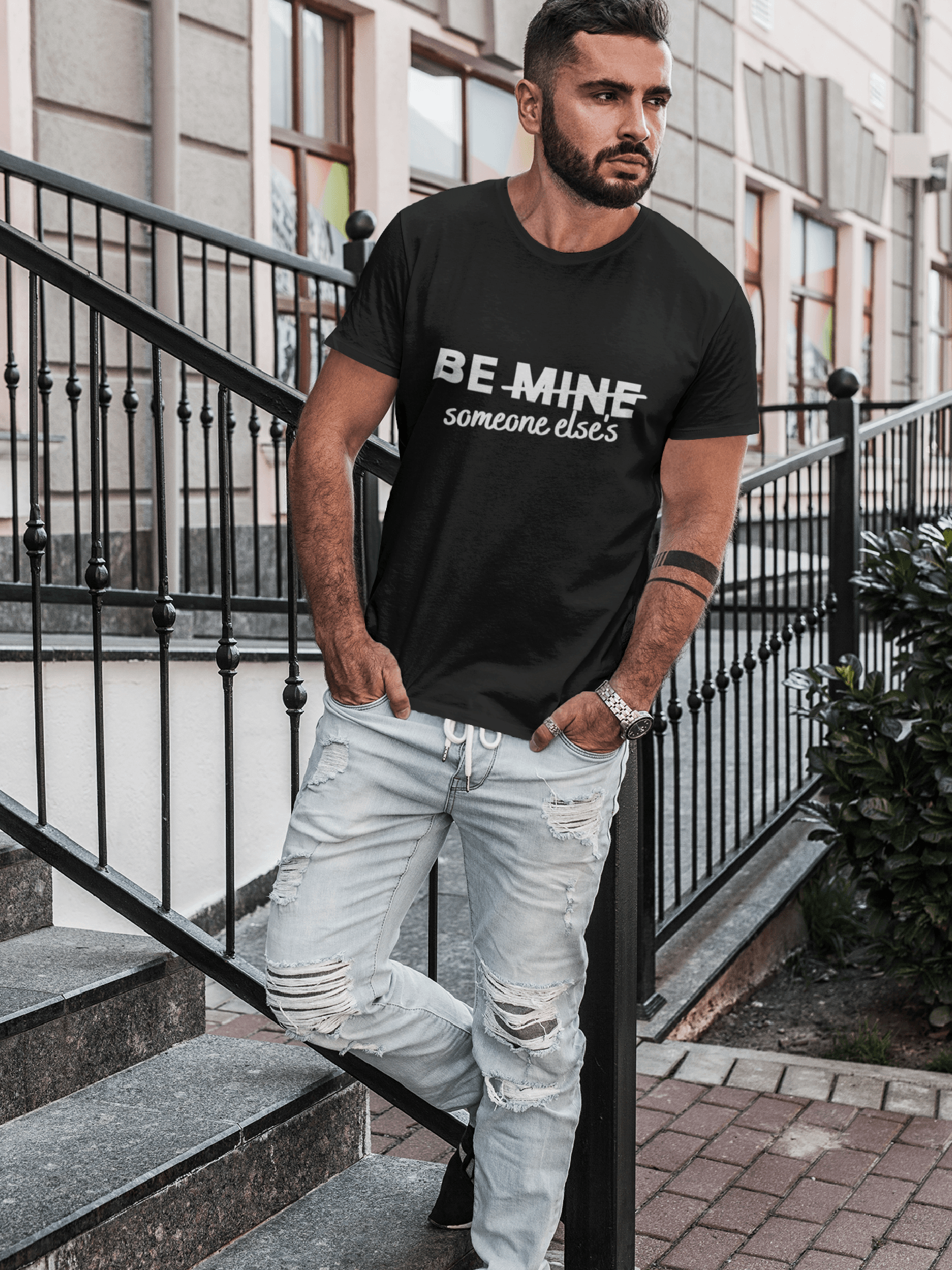 Tricou bumbac premium bărbați BE MINE / SOMEONE ELSE'S