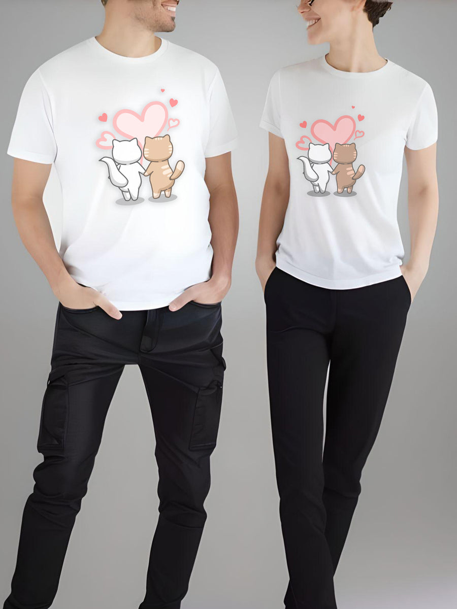 Set-tricouri-cuplu-premium-hay-creations-valentines-day-ziua-indragostitilor-couple-goals-albe-cats-in-love-albe