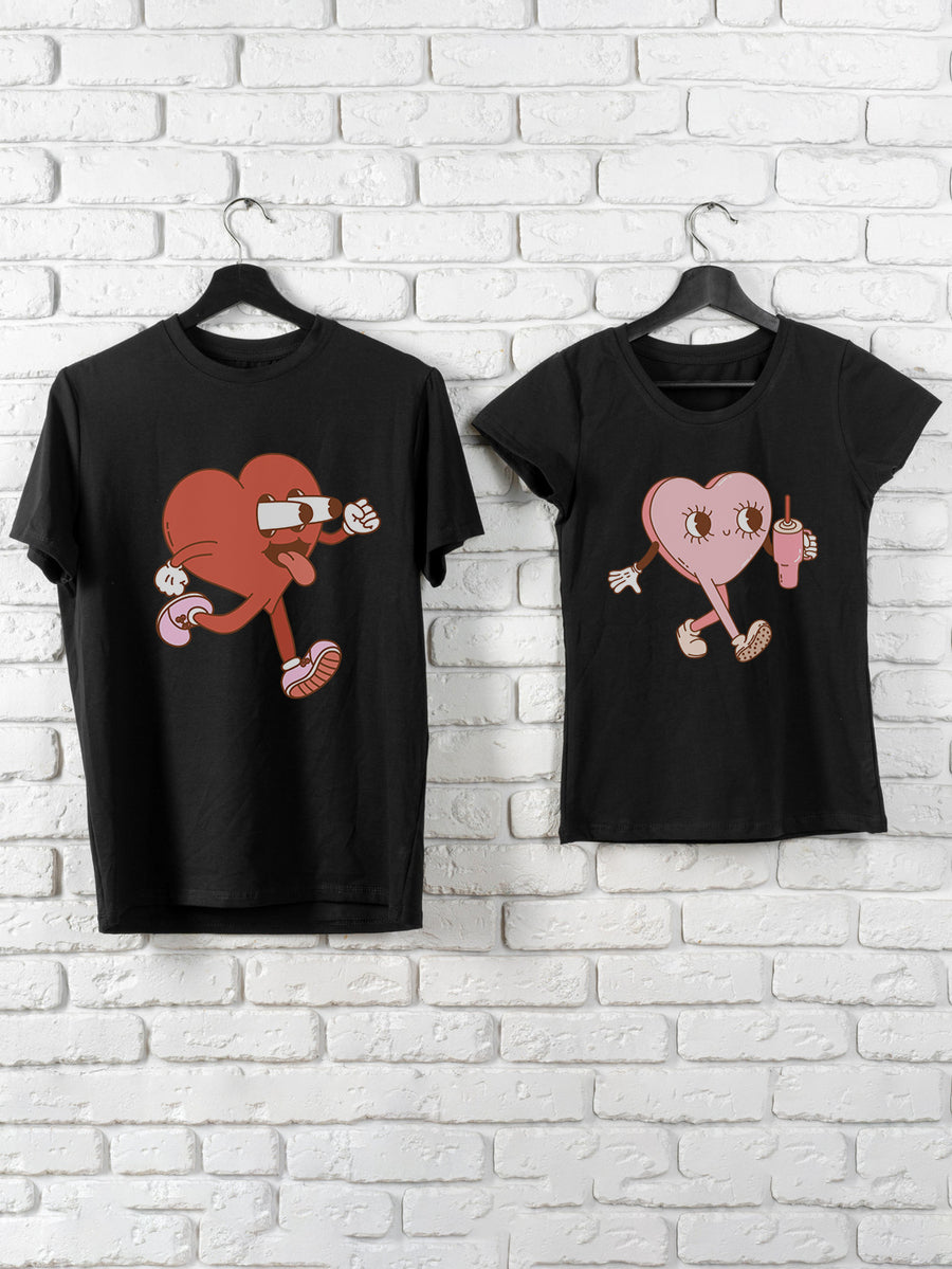 Set-tricouri-cuplu-premium-hay-creations-valentines-day-ziua-indragostitilor-couple-goals-albe-chasing-you-negre