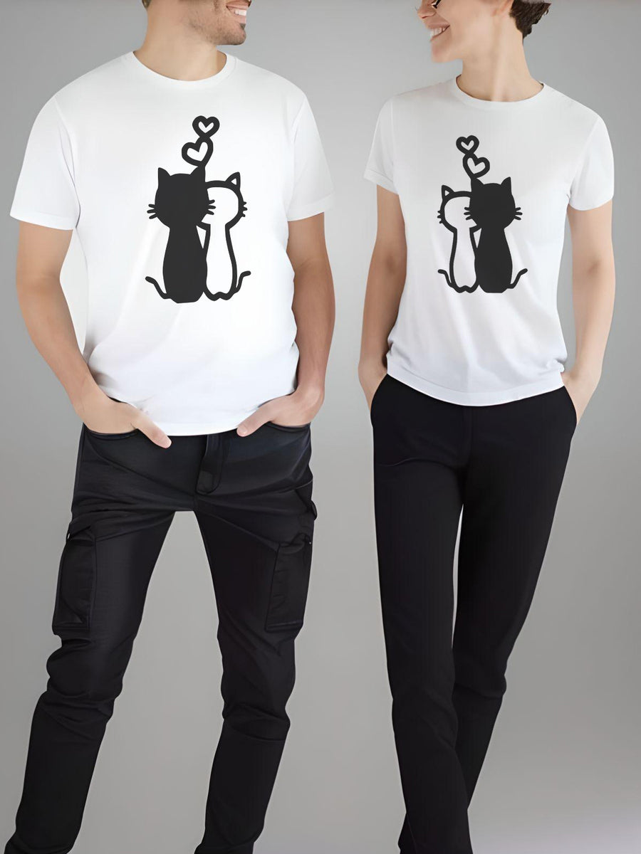Set-tricouri-cuplu-premium-hay-creations-valentines-day-ziua-indragostitilor-purrfect-partners-albe