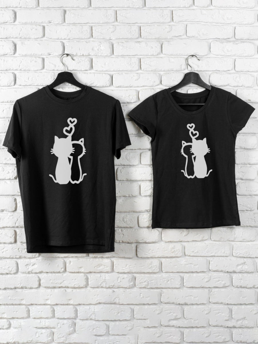 Set-tricouri-cuplu-premium-hay-creations-valentines-day-ziua-indragostitilor-purrfect-partners-negre