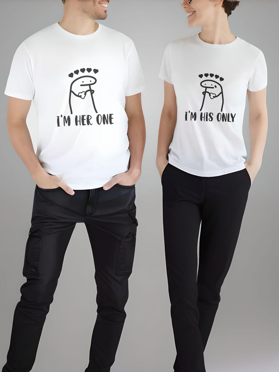 Set-tricouri-cuplu-premium-hay-creations-valentines-day-ziua-indragostitilor-the-one-and-only-albe