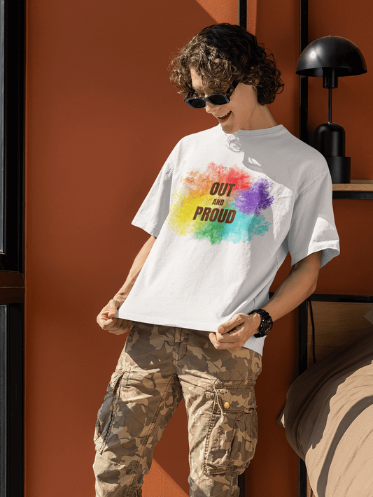 tricou lgbt out and proud pride