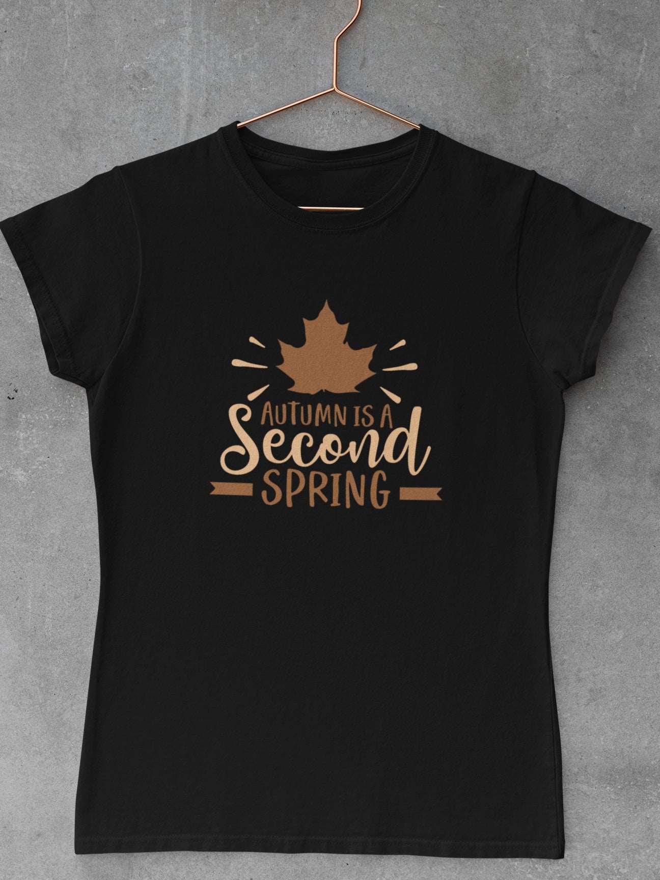 Tricou-bumbac-premium-organic-vegan-toamna-autumn-femei-hay-creations-autumn-is-a-second-spring-negru