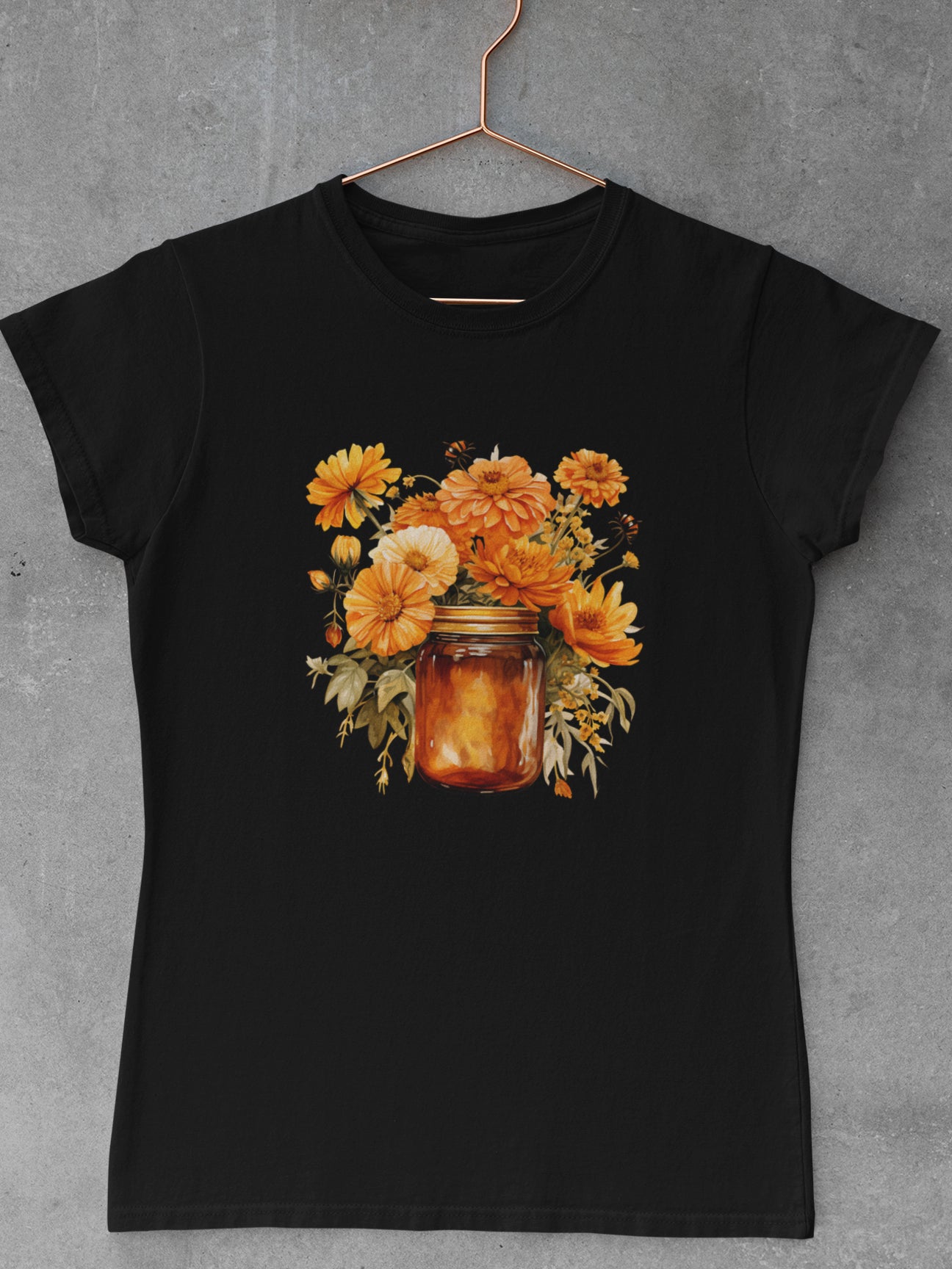 Tricou-bumbac-premium-organic-vegan-toamna-autumn-femei-hay-creations-let-it-bee-negru