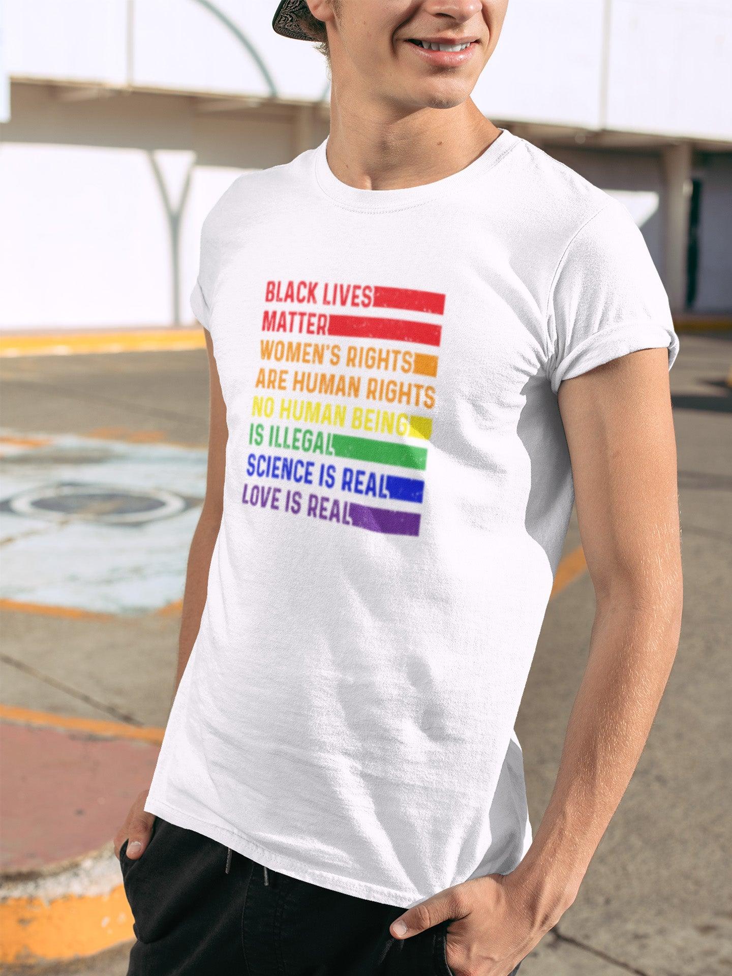 tricou bumbac organic lgbt no human is illegal hay creations