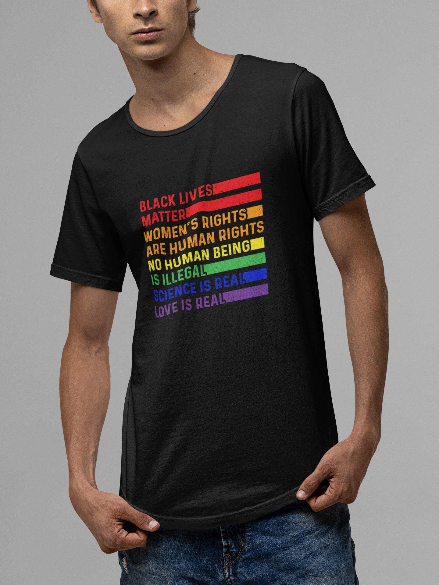 tricou bumbac organic lgbt no human is illegal hay creations