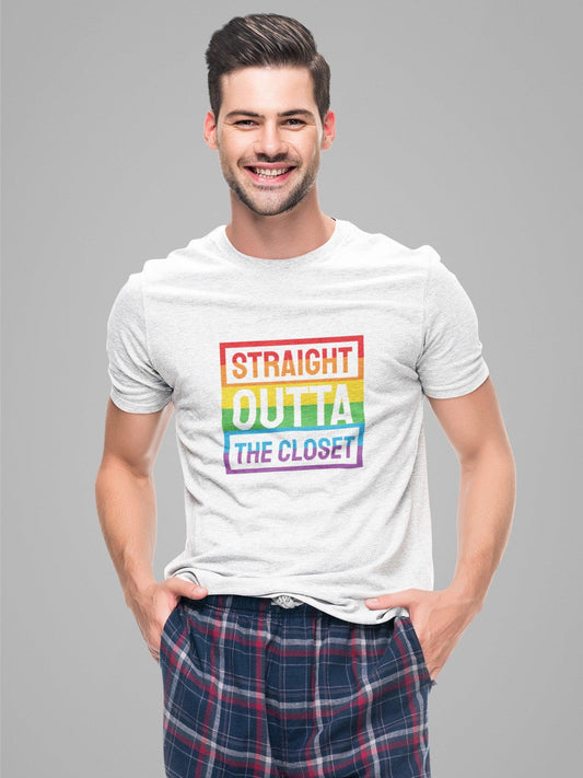 Tricou-lgbt-barbati-alb-hay-creations-colectia-love-is-love-pride-bumbac-organic-premium-vegan-straight-outta-closet
