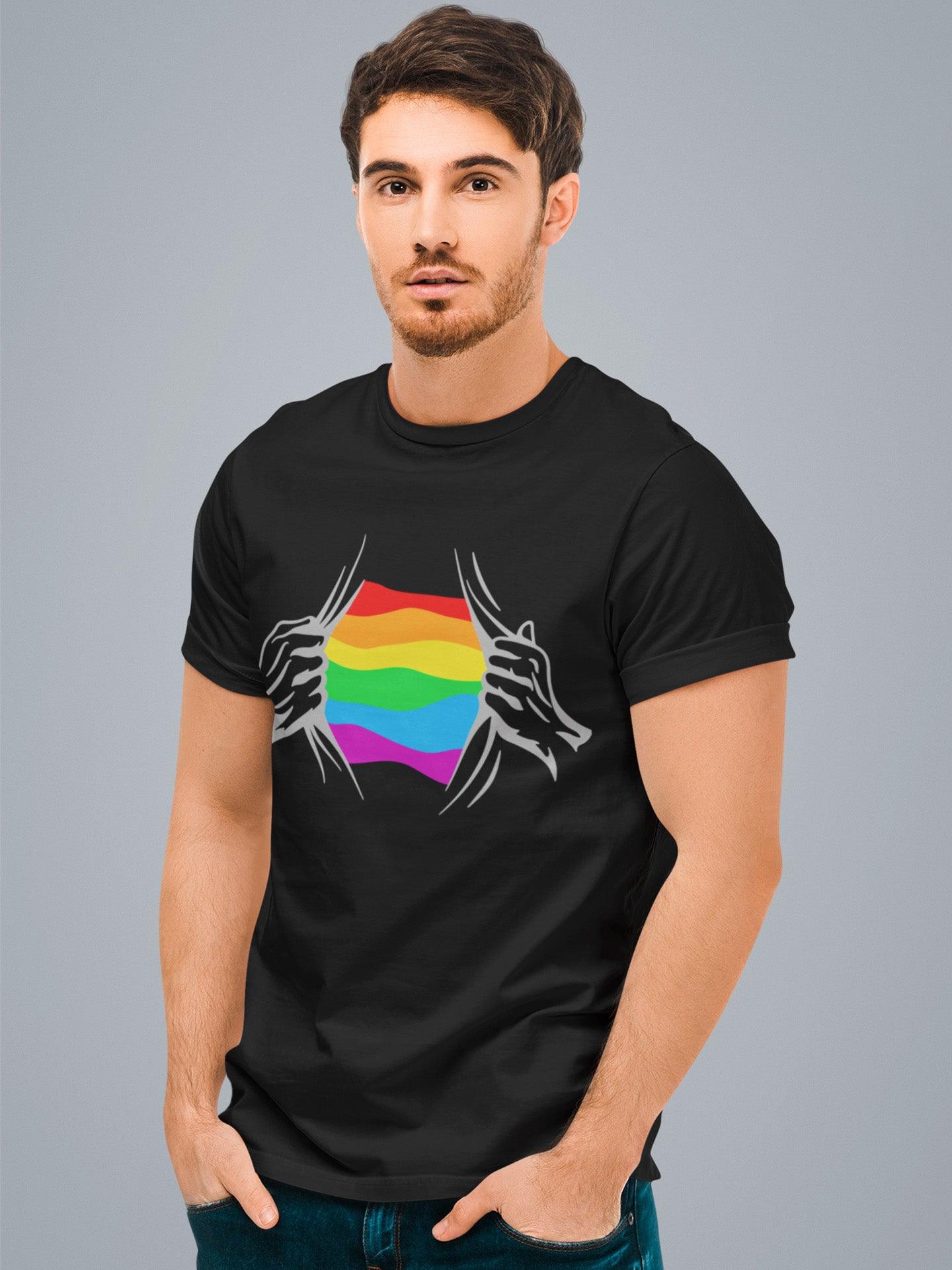 Tricou lgbt barbati negru hay creations colectia love is love-pride-bumbac organic premium vegan super gay