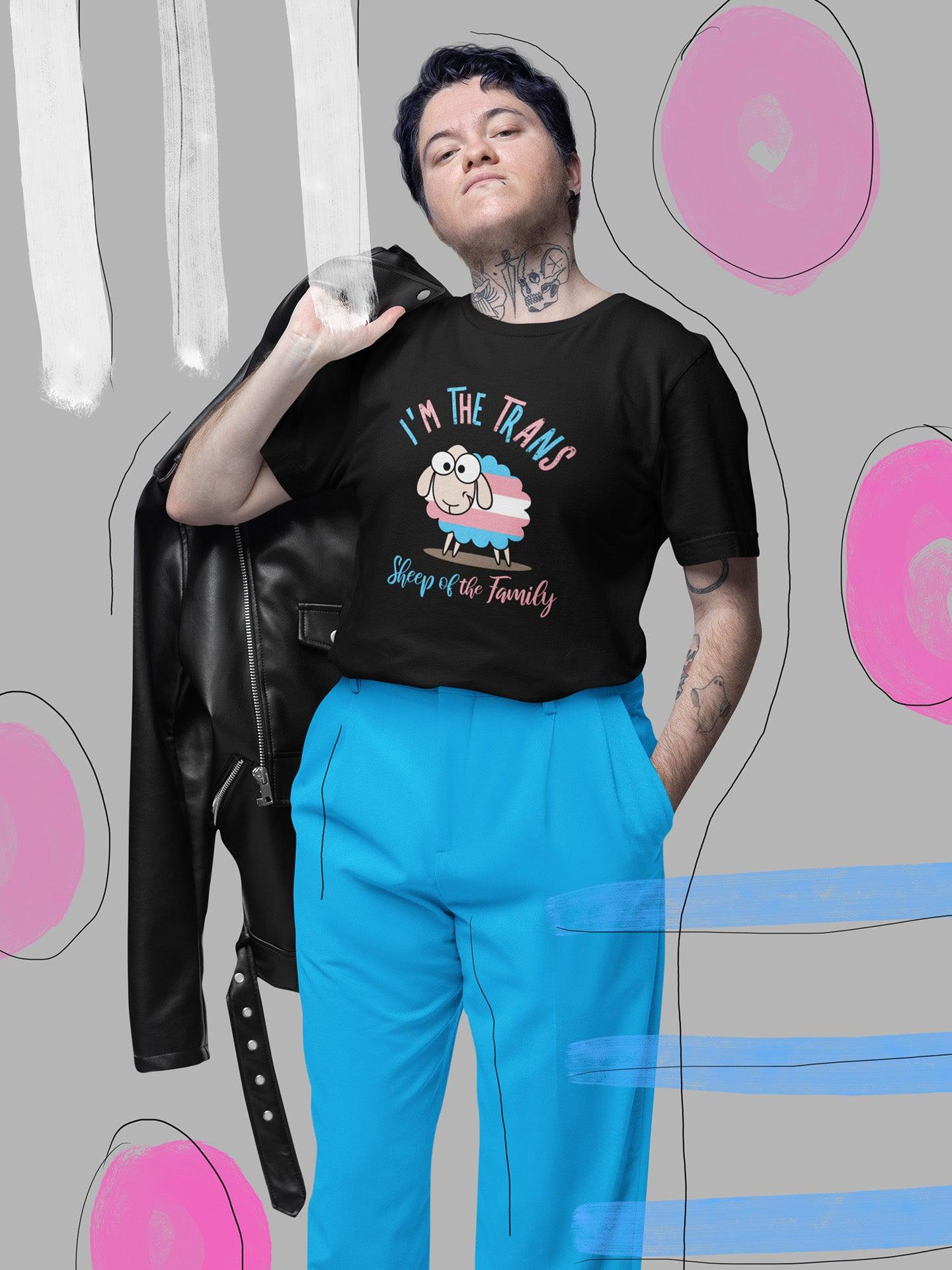 tricou bumbac organic LGBT Trans sheep of the family HAY Creations