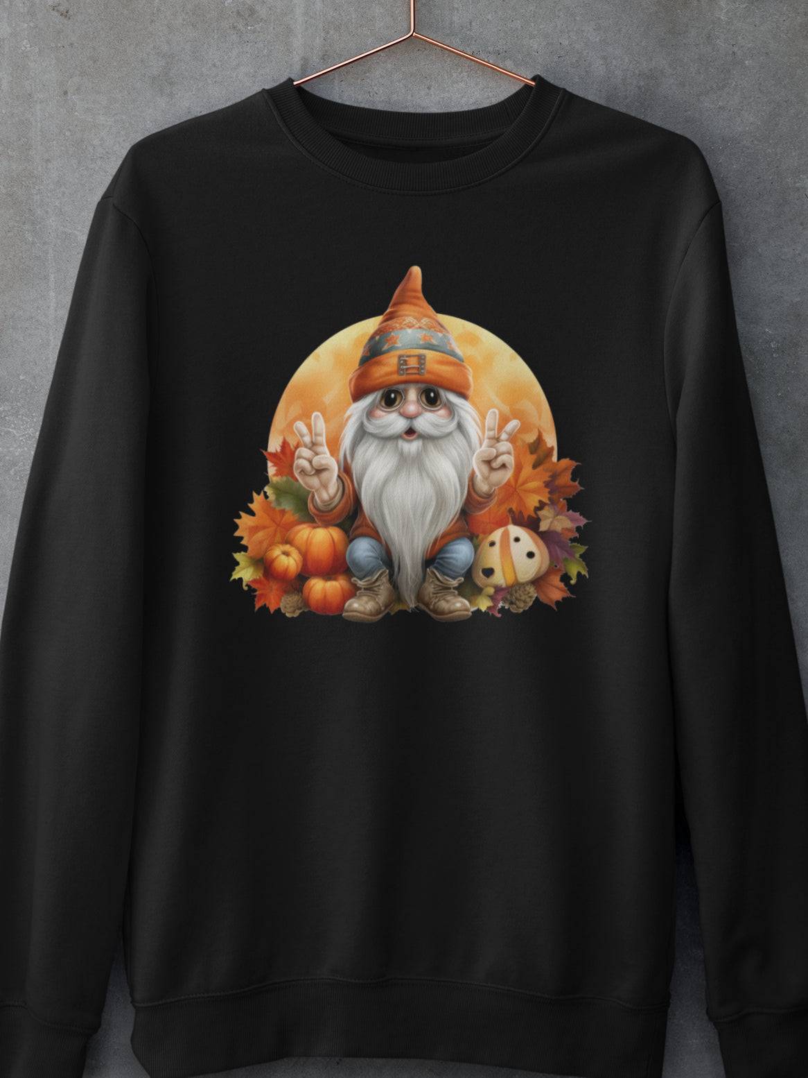 bluza-cu-maneca-lunga-bumbac-premium-organic-vegan-toamna-autumn-femei-hay-creations-autumn-peace-gnome-neagra