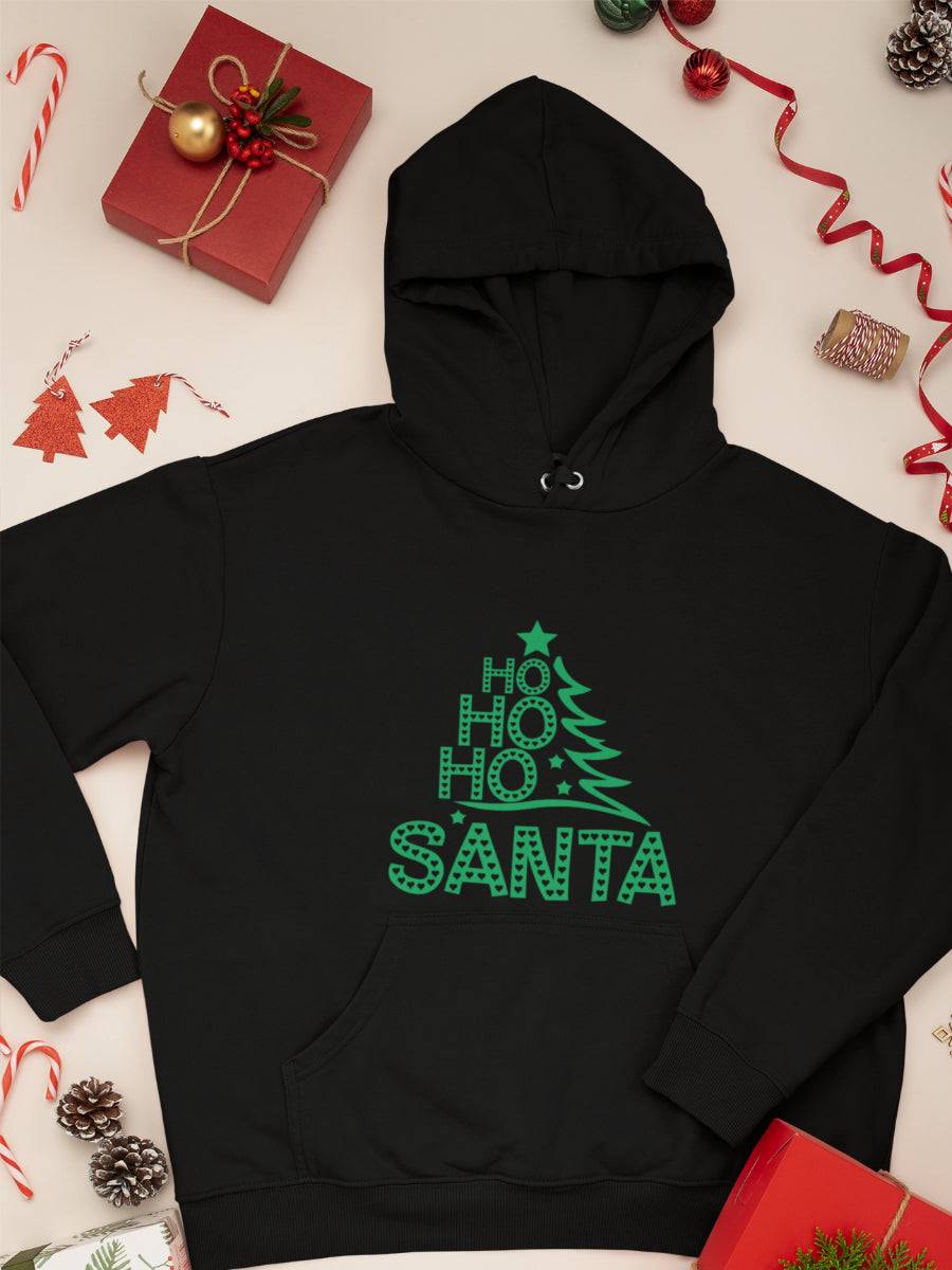 hanorac_bumbac_organic_premium_vegan_cadou_Craciun_Secret_Santa_ho-ho-ho-Santa-negru