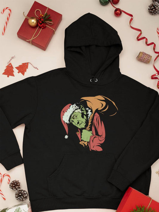 hanorac_bumbac_organic_premium_vegan_cadou_Craciun_Secret_Santa-looks-like-the-Grinch-negru