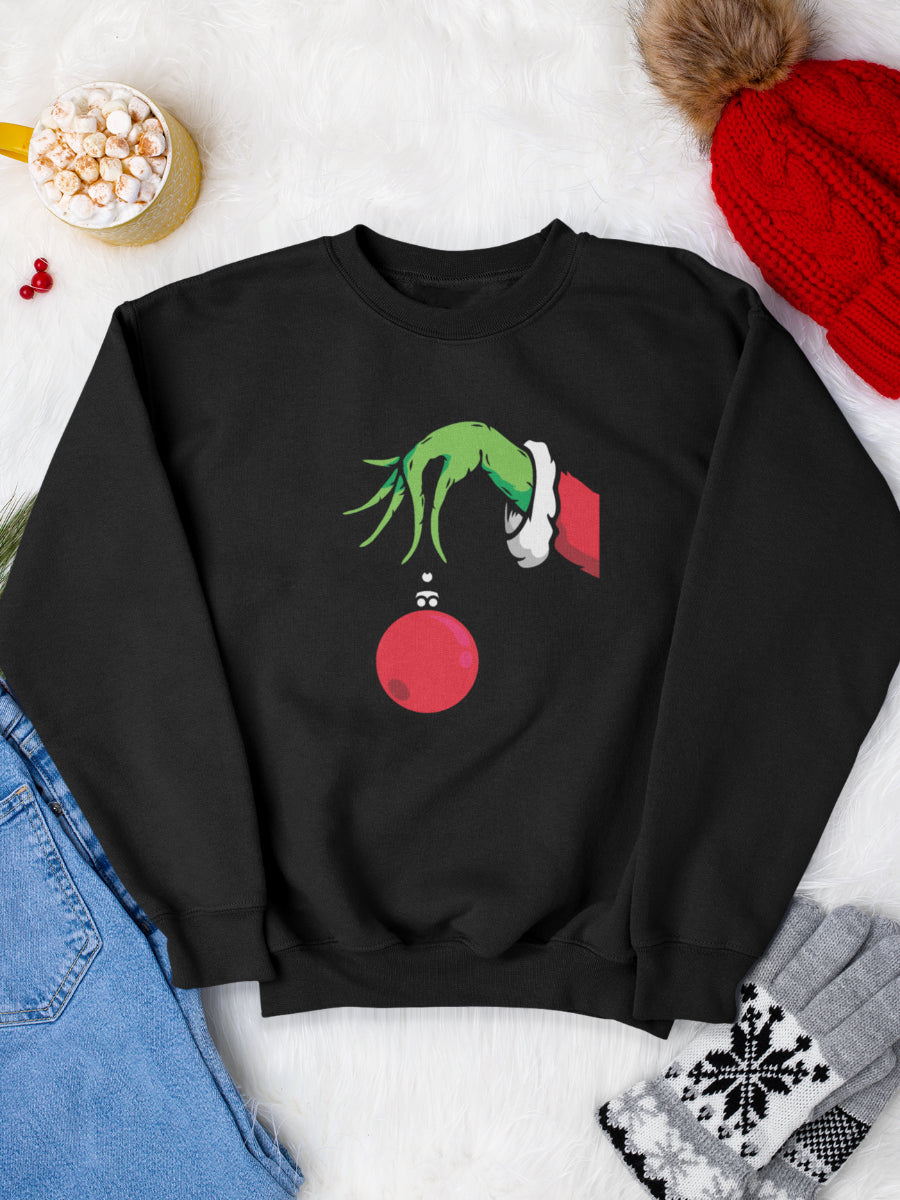 sweatshirt_bumbac_organic_premium_vegan_cadou_Craciun_Secret_Santa-Grinch-touch-negru_bluza_craciun