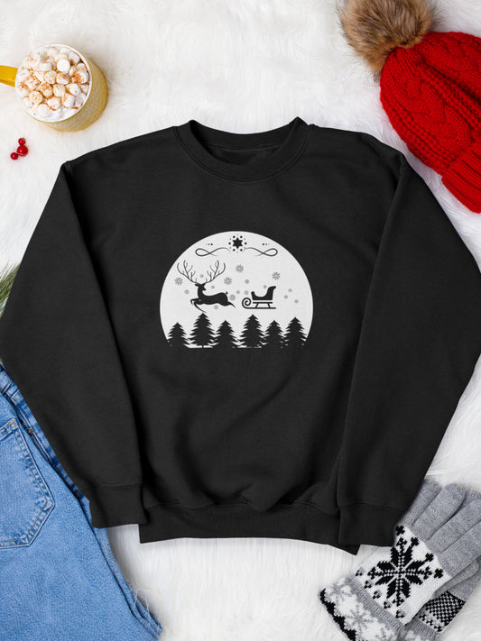     sweatshirt_bumbac_organic_premium_vegan_cadou_Craciun_Secret_Santa_Claus-is-coming-negru_bluza_craciun
