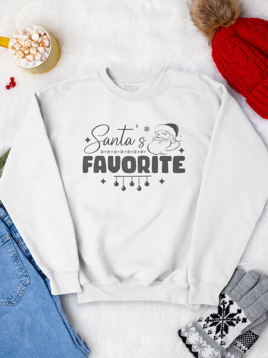     sweatshirt_bumbac_organic_premium_vegan_cadou_Craciun_Secret_Santa_Santa-favorite-alb_bluza_craciun