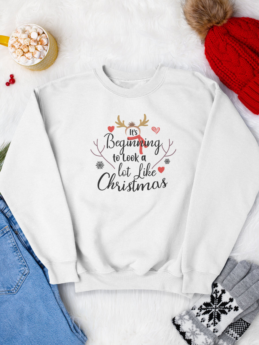 sweatshirt_bumbac_organic_premium_vegan_cadou_Craciun_Secret_Santa__its-beginning-to-look-a-lot-like-Christmas-alb_bluza_craciun