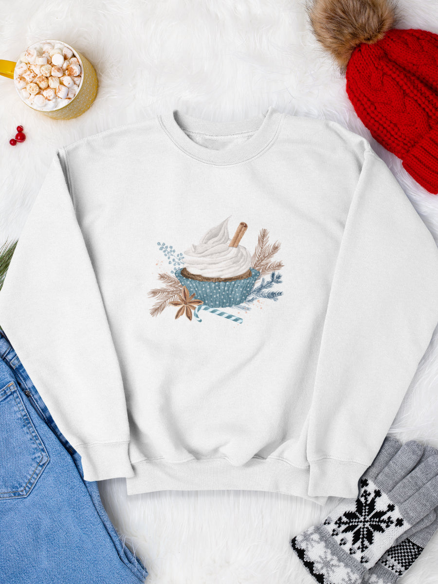    sweatshirt_bumbac_organic_premium_vegan_cadou_Craciun_Secret_Santa_a-cupcake-for-Santa-alb_bluza_craciun