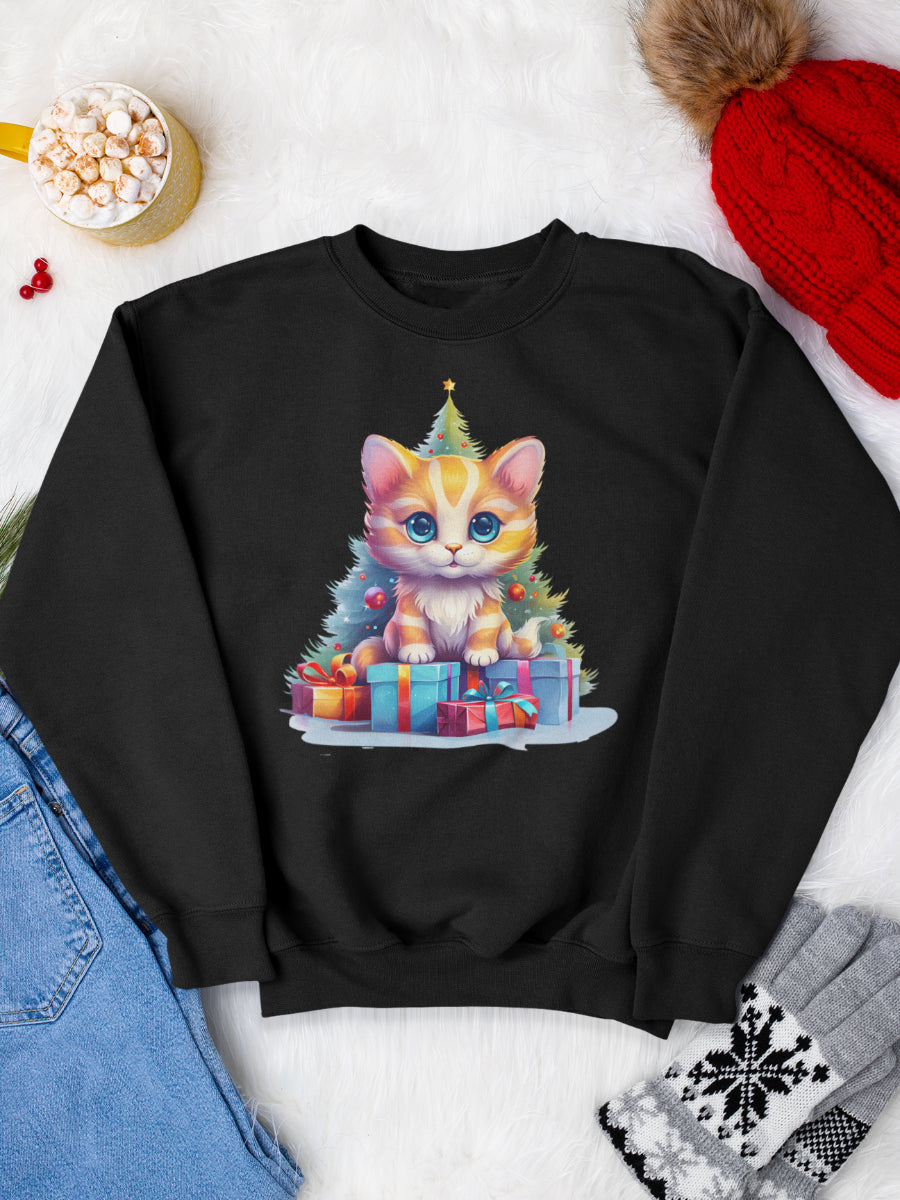    sweatshirt_bumbac_organic_premium_vegan_cadou_Craciun_Secret_Santa_cat-negru_bluza_craciun