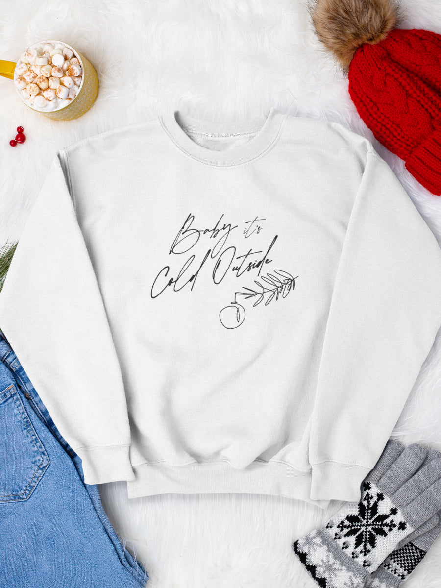 sweatshirt_bumbac_organic_premium_vegan_cadou_Craciun_Secret_Santa_cold-outside-alb_bluza_craciun