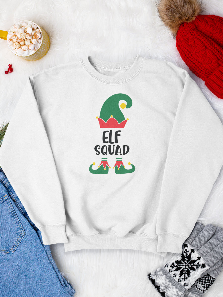 sweatshirt_bumbac_organic_premium_vegan_cadou_Craciun_Secret_Santa_elf_squad_alb_bluza_craciun