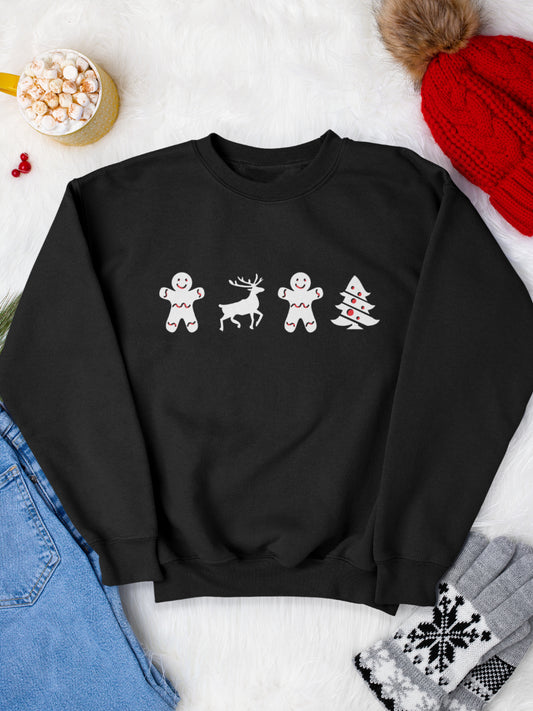 sweatshirt_bumbac_organic_premium_vegan_cadou_Craciun_Secret_Santa_festive-gingerbread-negru_bluza_craciun