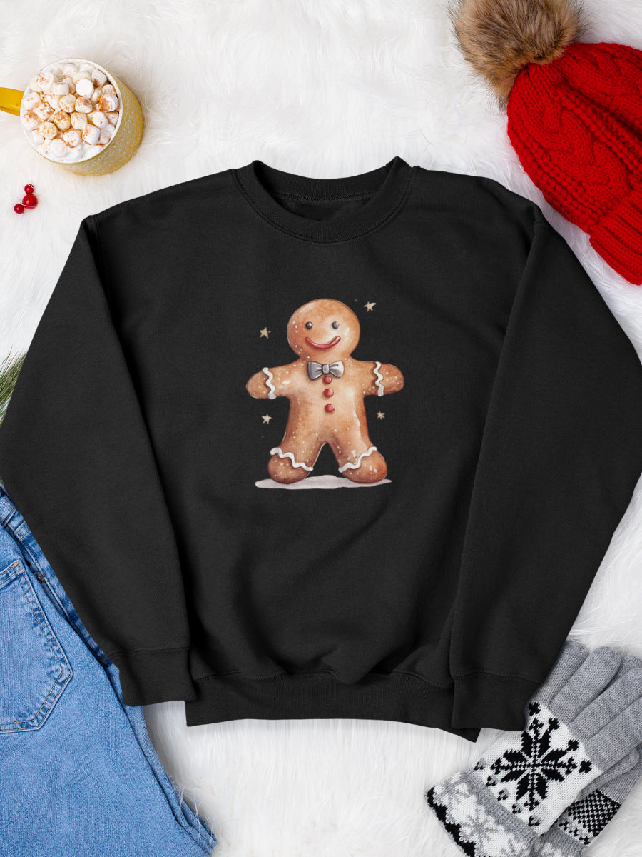 sweatshirt_bumbac_organic_premium_vegan_cadou_Craciun_Secret_Santa_gingerbread-man-negru_bluza_craciun