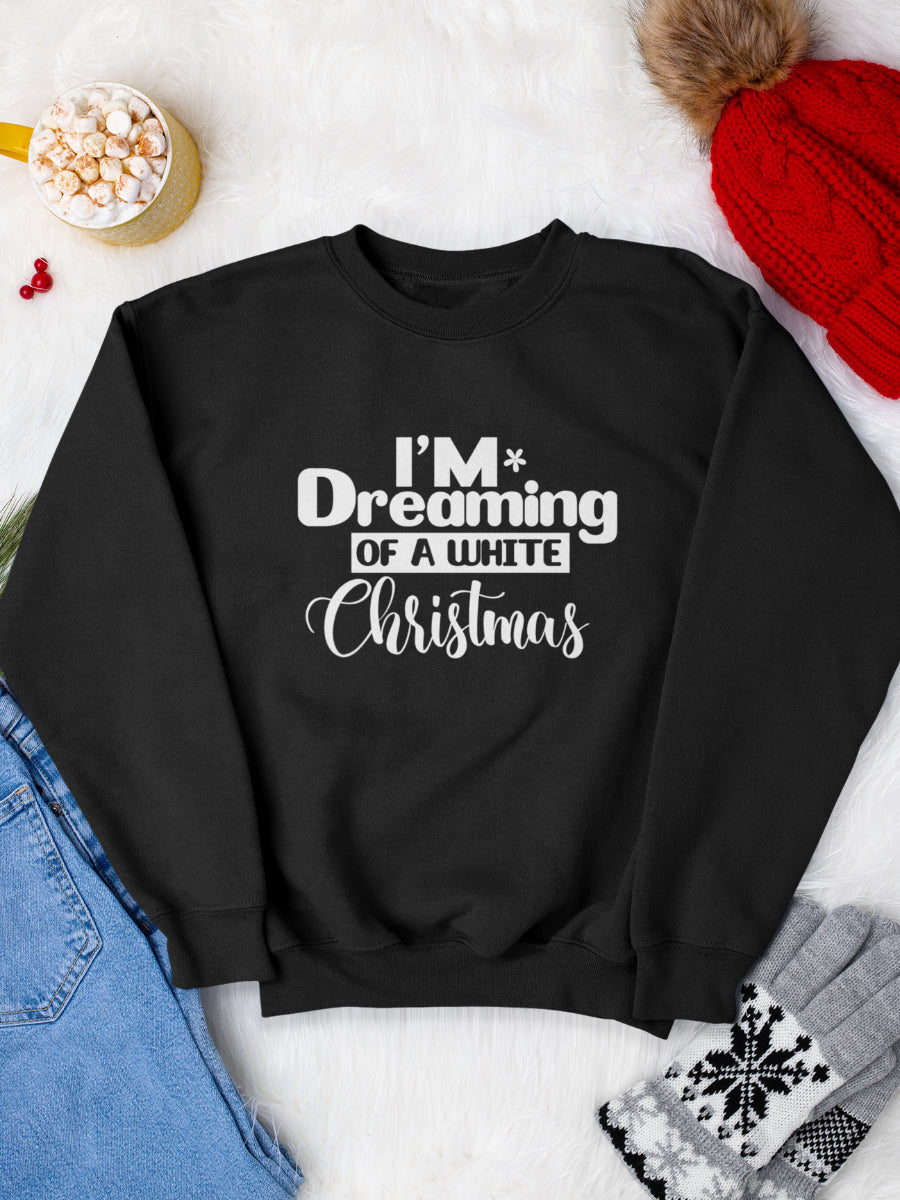 sweatshirt_bumbac_organic_premium_vegan_cadou_Craciun_Secret_Santa_im-dreaming-of-a-white-Christmas-negru_bluza_craciun