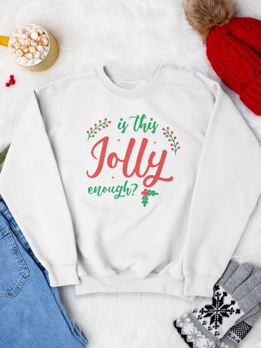     sweatshirt_bumbac_organic_premium_vegan_cadou_Craciun_Secret_Santa_is-this-jolly-enough-alb_bluza_craciun