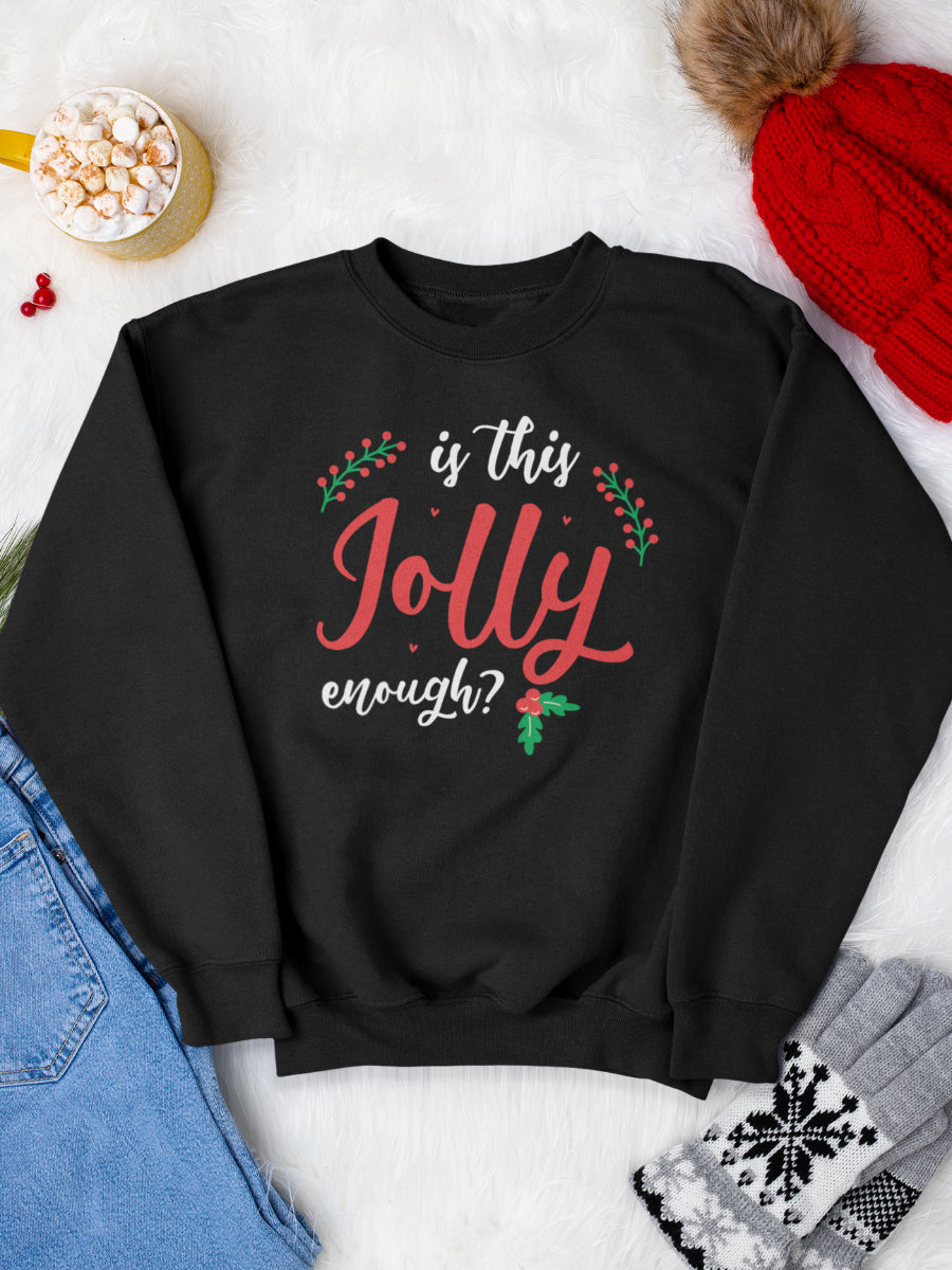   sweatshirt_bumbac_organic_premium_vegan_cadou_Craciun_Secret_Santa_is-this-jolly-enough-negru_bluza_craciun