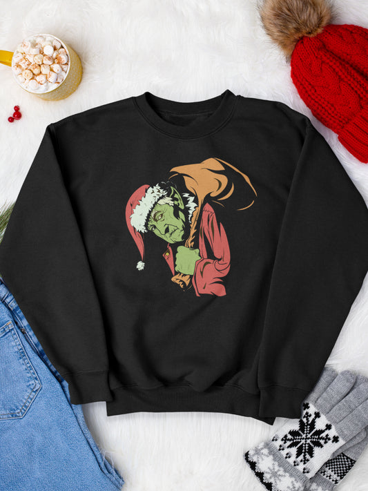 sweatshirt_bumbac_organic_premium_vegan_cadou_Craciun_Secret_Santa_looks-like-the-Grinch-negru_bluza_craciun