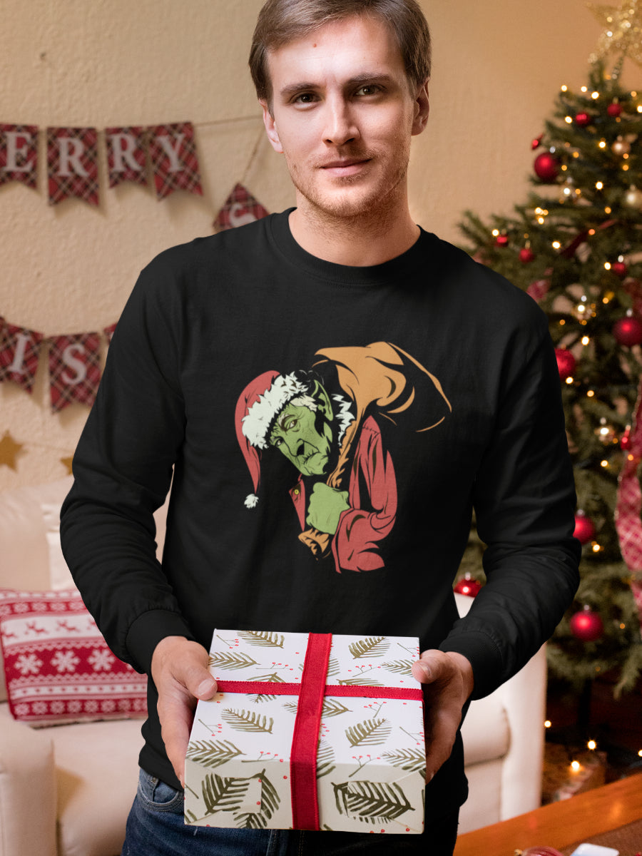 sweatshirt_bumbac_organic_premium_vegan_cadou_Craciun_Secret_Santa_looks-like-the-Grinch-negru_bluza_craciun