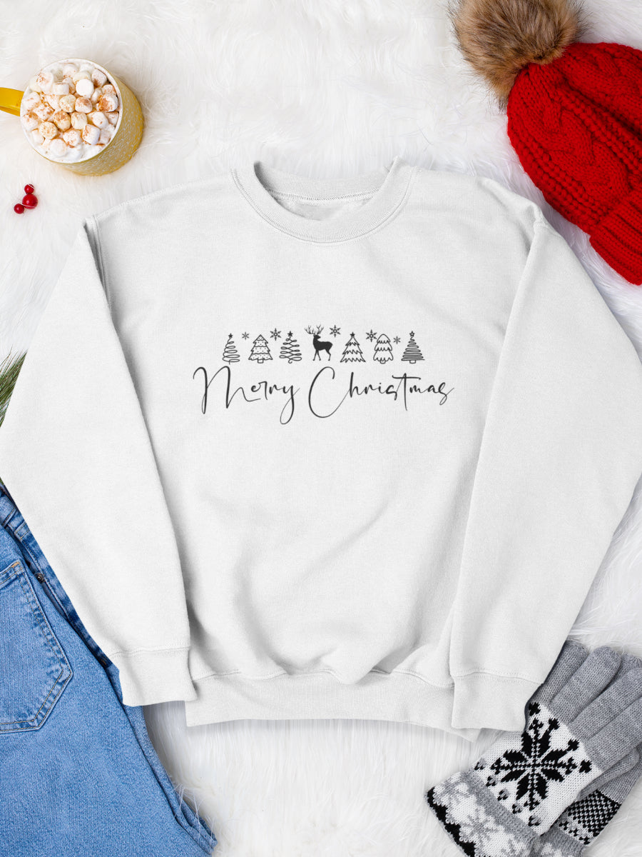 sweatshirt_bumbac_organic_premium_vegan_cadou_Craciun_Secret_Santa_merry-Christmas-deer-alb_bluza_craciun